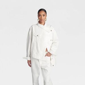 KBB by KAHLANA Women's 'The Asym Denim Jacket' - White XS